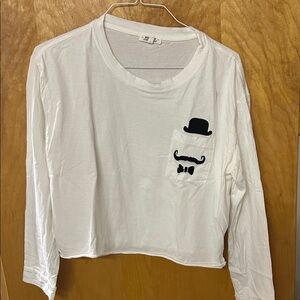 Charming White Long Sleeve Kids Tee with Black Graphic